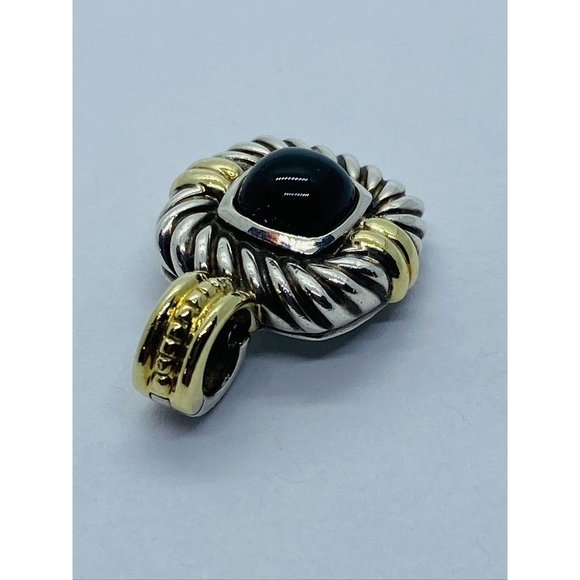 Authentic Renaissance David Yurman Sterling 14K Black Cabochon Enhancer Pendant - Picture 10 of 10